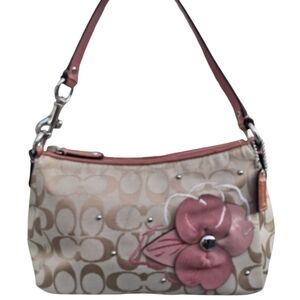 Coach Beige and Pink Floral Shoulder Bag
